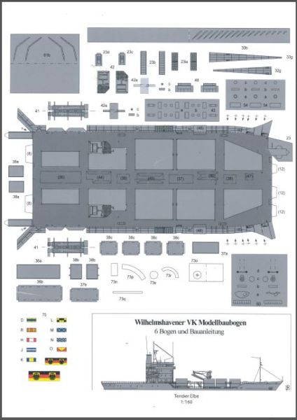 Tender Elbe Klasse 404 der Bundesmarine in 6 optionalen Kennungen 1:160 deutsche Anleitung