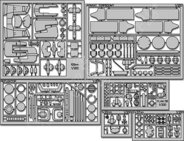 LC-Waffensysteme-Satz für Tirpitz 1:200 (GPM Nr. 280)