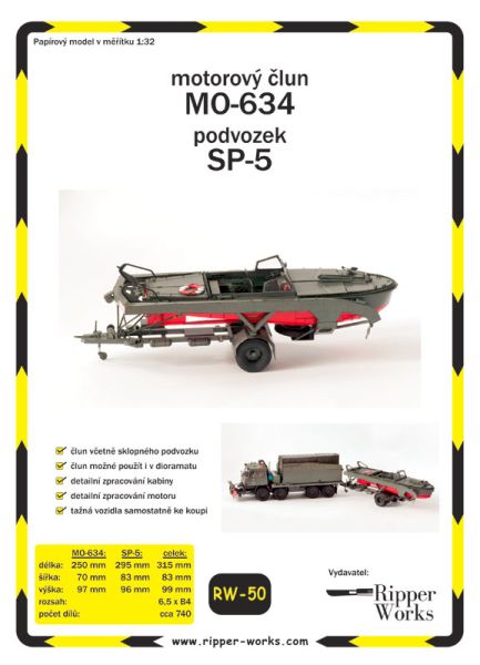 Anhänger SP-5 mit Motorboot MO-634 1:32