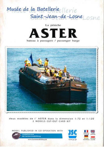 das letzte in Frankreich gebaute hölzerne Binnenschiff (Barge, Binnenkahn) Aster 1:72 und 1:120 deutsche Bauanleitung