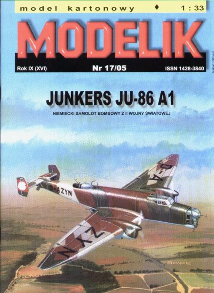 Bombenflugzeug Junkers Ju-86 A-1 (1936/37) 1:33 Offsetdruck