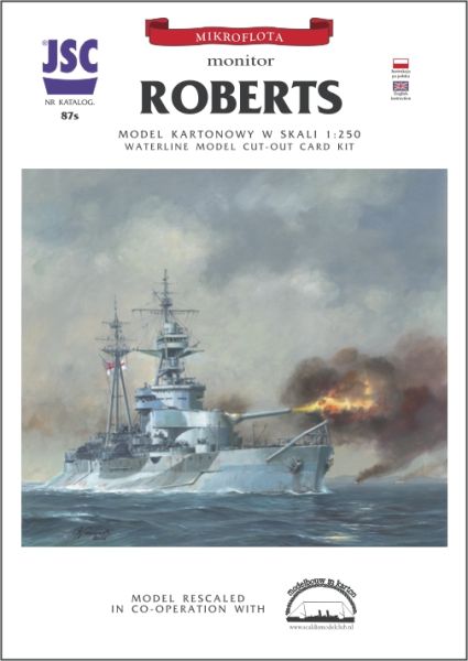 Britischer Monitor HMS ROBERTS im Bauzustand vom 1944 1:250