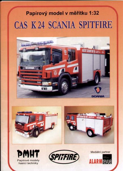 Feuerwehrwagen SCANIA CAS K24 Spitfire der Berufsfeuerwehr Leciva / Tschechien 1:32 selten