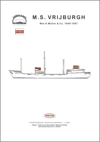 Frachter m/s VRIJBURGH 1949 bis 1967 (DIN A4) 1:250 einfach