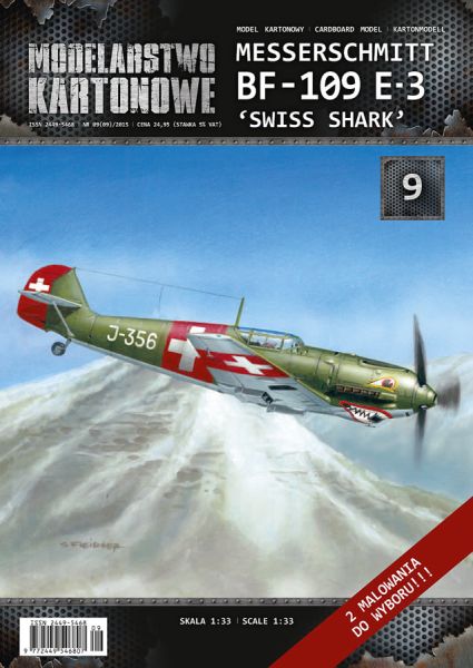 Jagdflugzeug Messerschmitt Bf-109 E-3 der Fl.Kp. 15 'Swiss Shark' der Fluwaffe 1:33