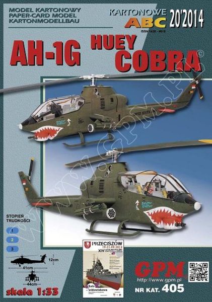 Kampfhubschrauber Bell AH-1G Huey-Cobra in 3 option. Bemalungsmustern 1:33