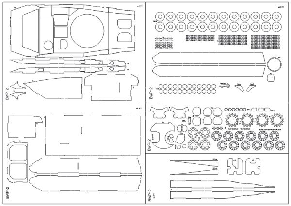 LC-Zurüstsatz mit Spanten, Rädern und Details für BWP-2 (BMP-2) 1:25 GPM 545