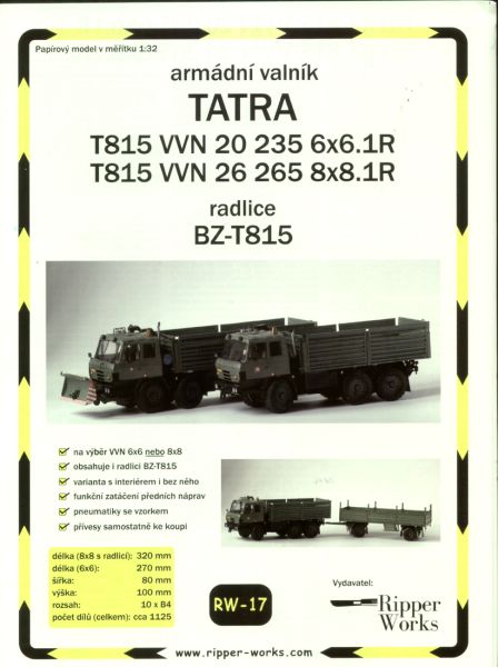 Laster Tatra T815 VVN (6x6 oder 8x8) mit Pflug BZ-T815 1:32
