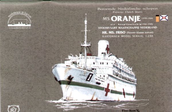 Lazarettschiff MS Oranje (1941-45) + Korvette Hr.Ms. Friso 1:250