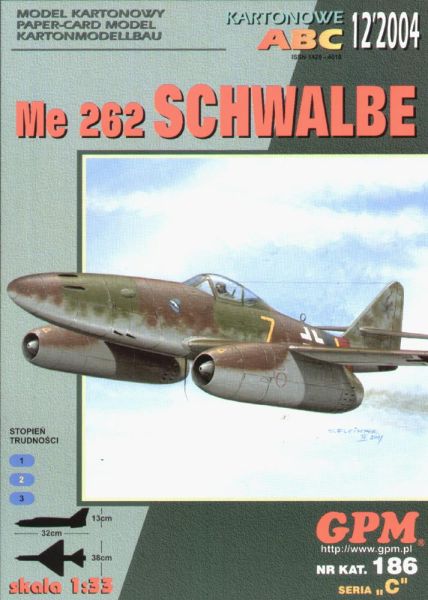 Kartonmodell Messerschmitt Me262 1:33 Geli 