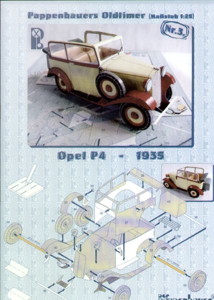 Opel P4 aus dem Jahr 1935 1:25 einfach, deutsche Bauanleitung