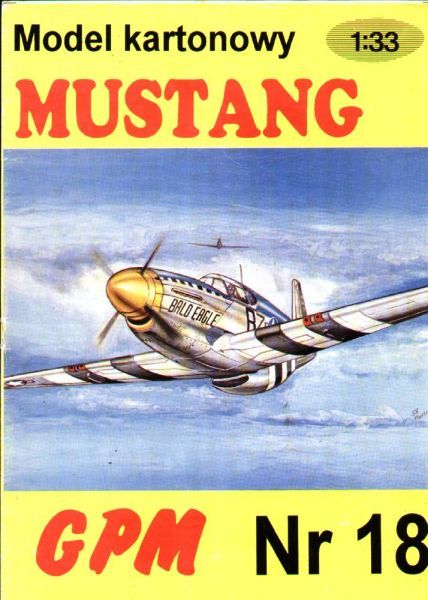 P-51C Mustang "Bald Eagle" 1:33 glänz. Silberdruck, übersetzt