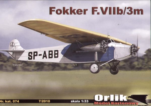 Passagierflugzeug FOKKER F.VIIb/3m der PLL LOT (1929) 1:33