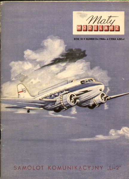Passagierflugzeug PLL LOT Li-2P (Lizenz Douglas DC-3), selten (MM 3/1966)
