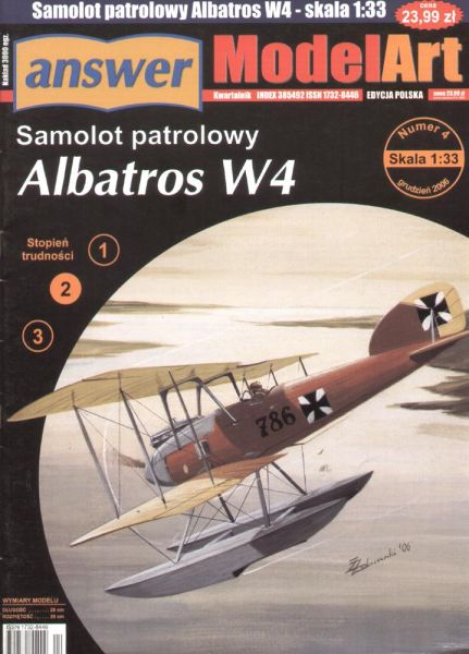 Patrouillen-Wasserflugzeug Albatros W.4 1:33 extrem!