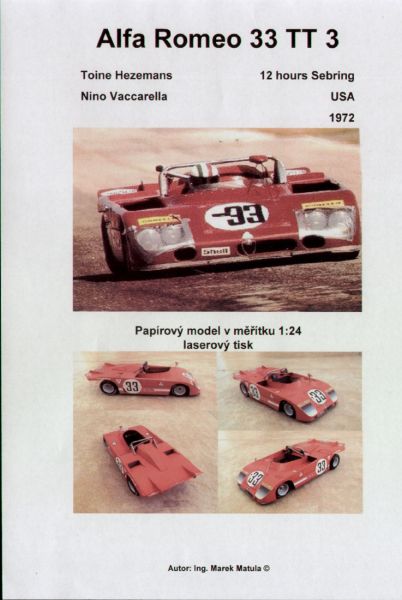 Rennwagen Alfa Romeo 33 TT 3 ("12 hours Sebring" USA, 1972) 1:24