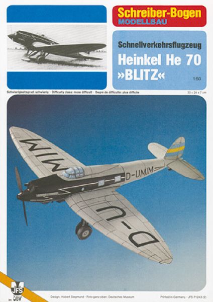 Schnellverkehrsflugzeug Heinkel He 70 Blitz (1932) 1:50 deutsche Anleitung