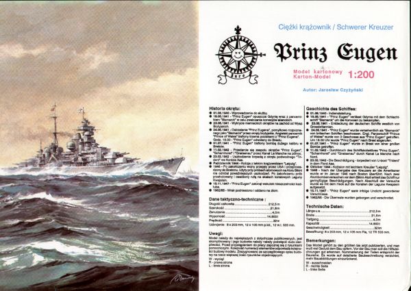 Kartonmodell Schwerer Kreuzer Prinz Eugen 1:200 Avangard
