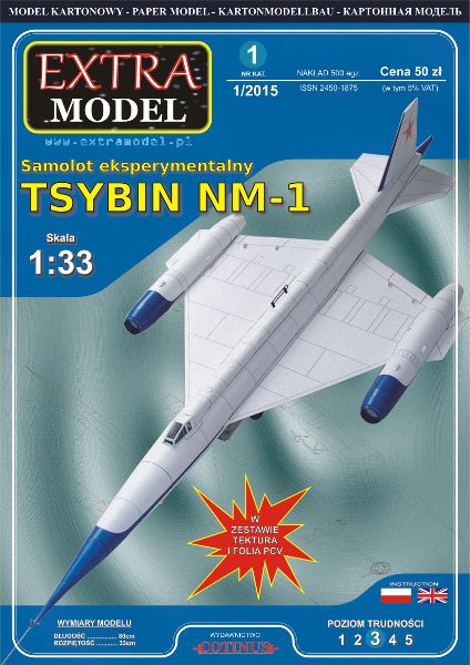 Sowjetisches Experimentalflugzeug Zybin (oder Tsybin) NM-1 vom Ende der 1950er 1:33