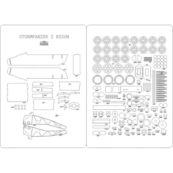 Spanten-/Rad-/Detailsatz für Sturmpanzer I Bison (1942) 1:25 (Answer KH 3/20)