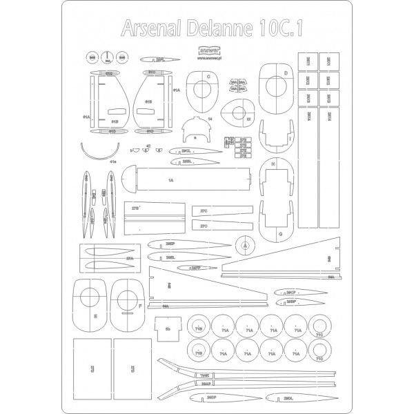Spantensatz für Tandemflugzeug Arsenal Delanne 10C.1 1:33 (MPModel 45)