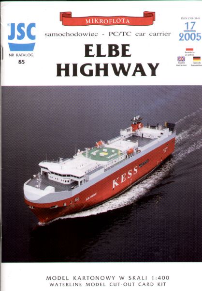 Spezialtransportschiff Elbe Highway + 55 Autos 1:400 übersetzt!