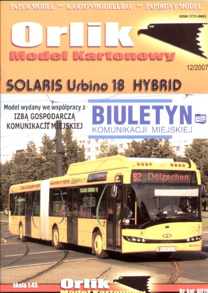 Stadtbus Solaris Urbino 18 Hybrid Dresdner Verkehrsbetriebe 1:43