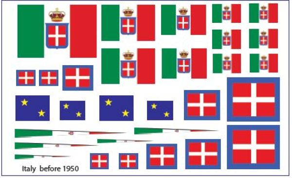 Stoff-Flaggensatz für div. Klassen italienischer Schiffe (vor 1950) 1:200