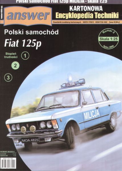 Streifenwagen Verkehrsmiliz FIAT 125p (70/80er) 1:25