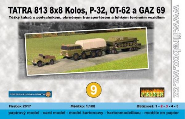 Tatra 813 Kolos, Anhänger P-32, Transporter OT-62 Topas, GAZ-69 1:100