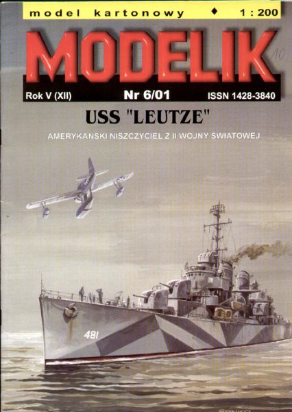 US-Zerstörer USS Leutze (Bauzustand - April 1944) 1:200 Offsetdruck, ANGEBOT