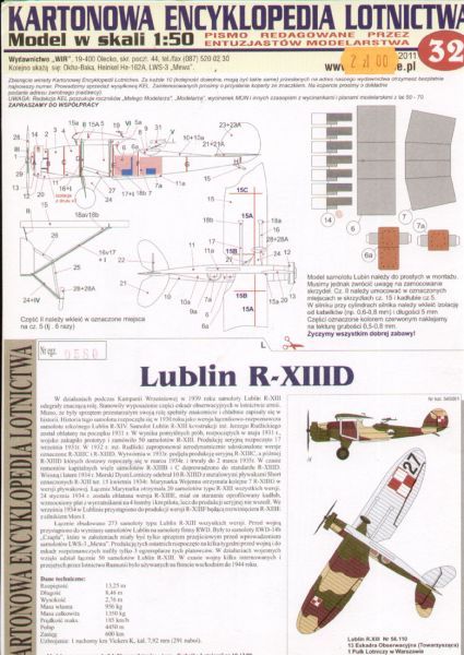 Verbindungs- und Beobachtungsflugzeug Lublin R-XIIID  1:50