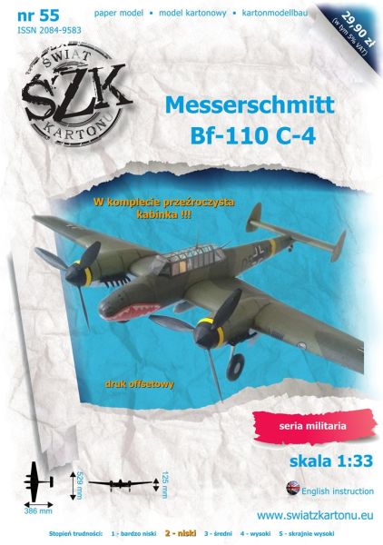 Zerstörer Messerschmitt Bf-110 C-4/B (Nordfrankreich, 1940) 1:33 inkl. Kanzel