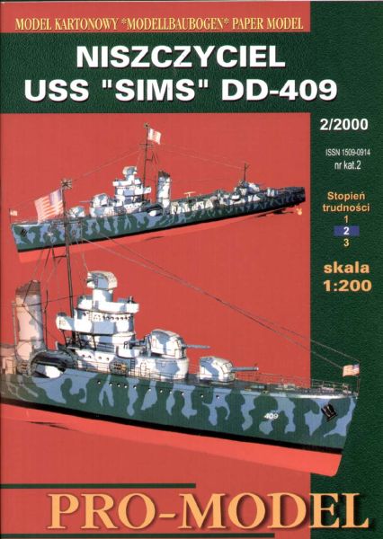 Zerstörer USS Sims DD-409 (1942) 1:200 Tarnbemalung