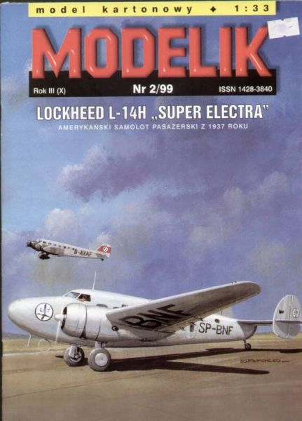 Linienflugzeug Lockheed L-14H Super Electra PLL LOT (1937) 1:33 Erstausgabe