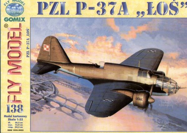 Bombenflugzeug PZL P-37A Los ("Elch") von 1939 1:33 ANGEBOT
