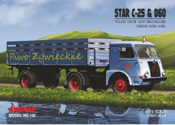 Brauerei-Transporter Star C-25 mit Aufleger D60 (Bj. 1960) und 31 Bierfässern 1:25