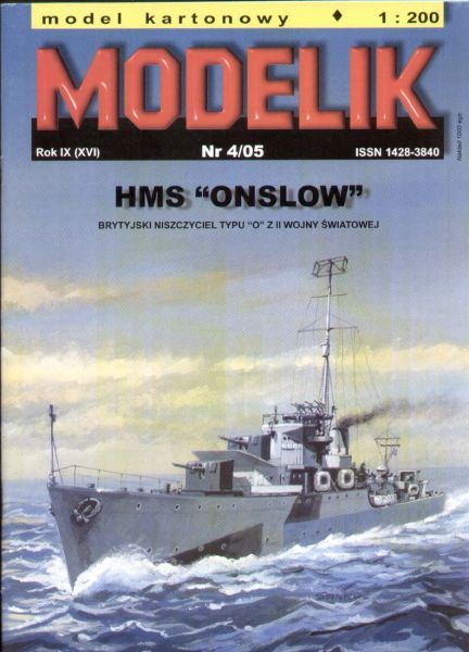 britischer Flottillenführer HMS Onslow 1:200 Offsetdruck