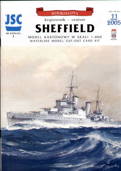britischer Kreuzer HMS Sheffield (1939) 1:400 Länge: 45cm!