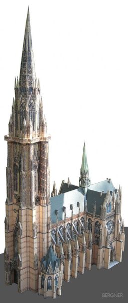 ehemalige Hauptkirche St. Nikolai in Hamburg ca. 1:250 deutsche Anleitung, dekorativ!