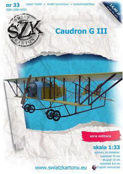 französisches Militärflugzeug Caudron G-III (um 1919) 1:33