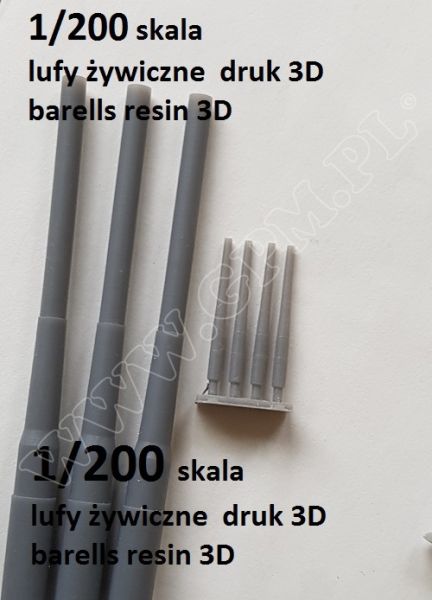 Geschützrohrensatz (280-, 150-, 88-mm) sms SEYDLITZ / GOEBEN / MOLTKE  als 3D-Druck aus Kunststoff 1:200