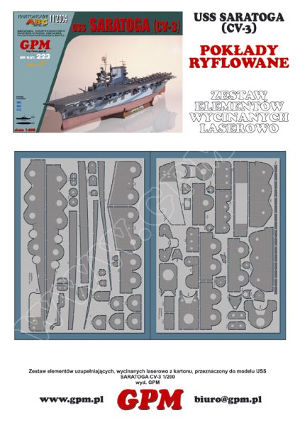 gravierter LC-Decksatz für Flak-Stellungen für USS Saratoga CV-3 1:200 (GPM 223)