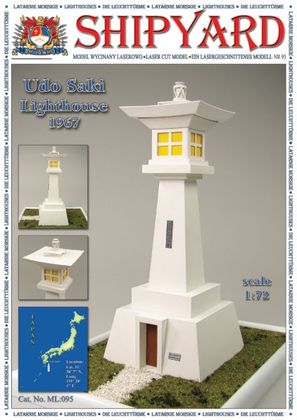 japanischer Leuchtturm Udo Saki (1967) 1:87 Ganz-LC-Modell, übersetzt