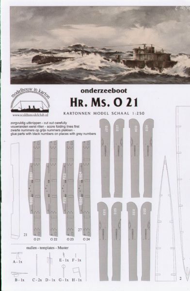niederländisches U-Boot der O-21-Klasse (1940) 1:250 inkl. LC-Spantensatz