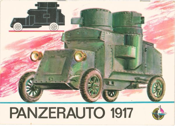 Panzerauto / Radpanzer Austin-Putilow (1917) 1:25 DDR-Verlag Junge Welt (Kranich Modell-Bogen 1970)