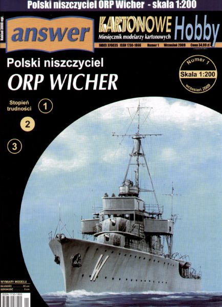 polnischer Zerstörer ORP WICHER (1938) 1:200