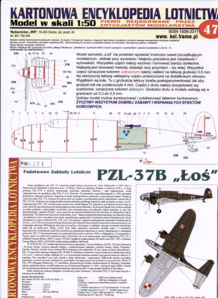 polnisches Bombenflugzeug PZL-37B Los (1939) 1:50