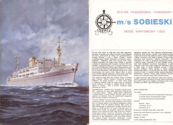 polnisches Fracht-Passagierschiff m/s SOBIESKI (1939) 1:200