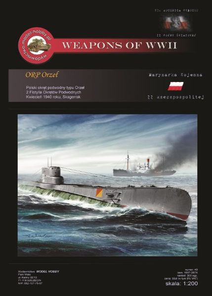 polnisches U-Boot ORP ORZEL (1939 oder 1940) inkl. Spantensatz 1:200 extrempräzise³